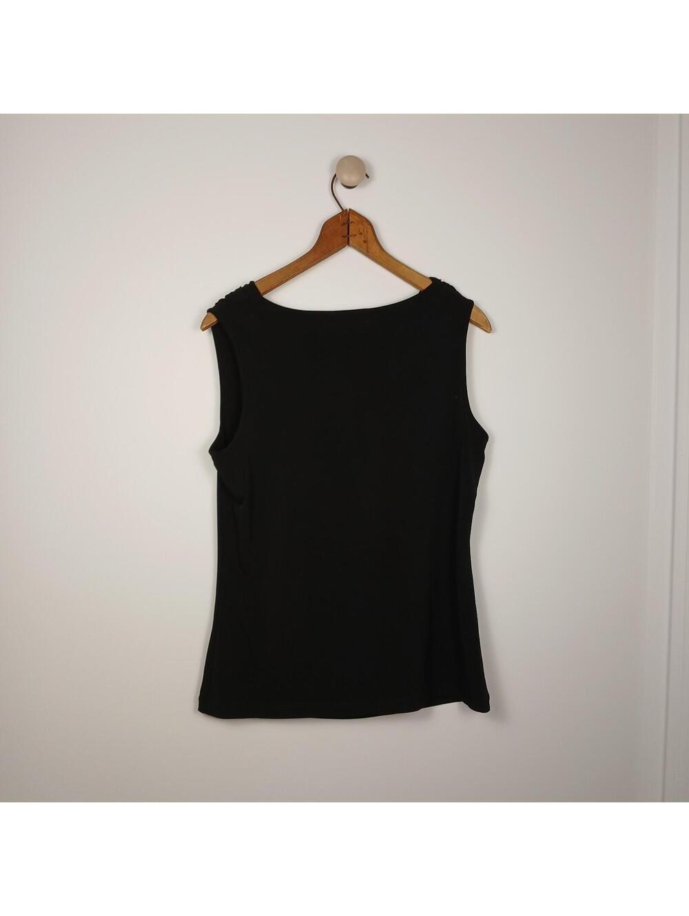 Calvin Klein Black Draped Neck Tank Top Women Medium Stretch Sleeveless - Picture 3 of 8